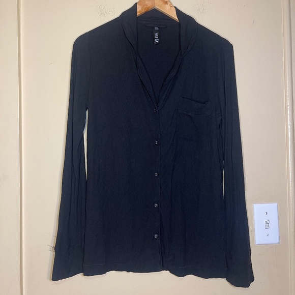SKIMS Black Button-Up Sleep Shirt - Picture 1 of 5
